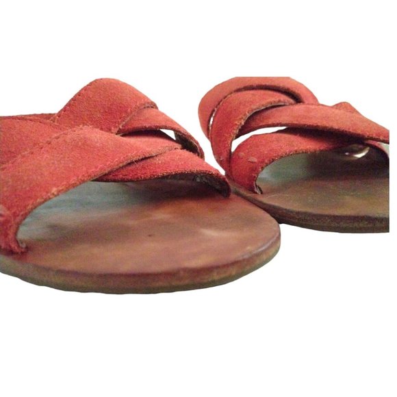 Frye Womens Carla Criss Cross Red Suede Leather Sandals Slides Flip Flops 6.5 M - Picture 5 of 12
